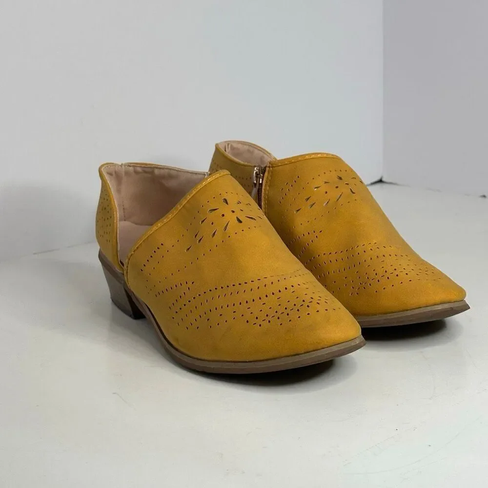 Lace up Flock Casual Fretwork Casual Shoes Yellow | Women Size 7.5 / 38